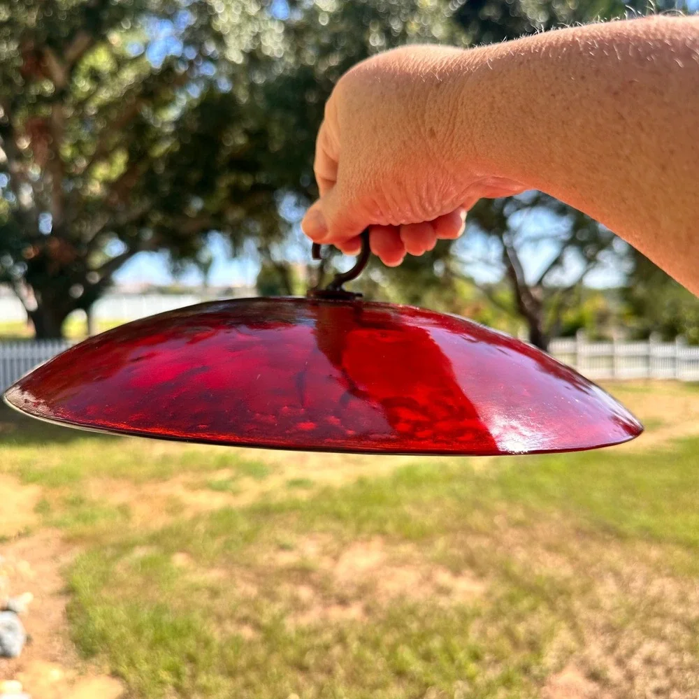 Couronne Co Ruby Red Glass Bird Feeder Baffle Dome 11in Weather Guard
